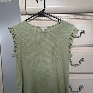 Ruffle Sleeve Green Top
